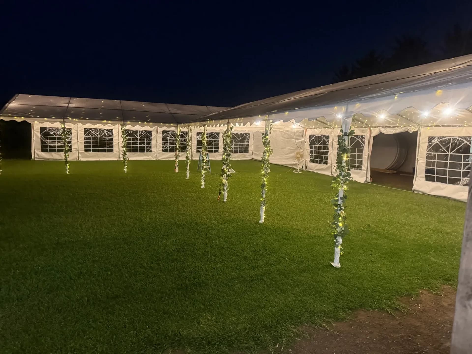 Warm curtain fairy lights creating a soft event backdrop