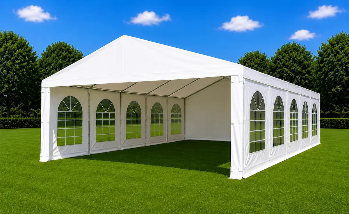 10 metre by 3 metre white event marquee for hire in Melbourne