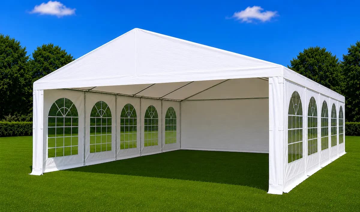 10 metre by 4 metre white event marquee for hire in Melbourne
