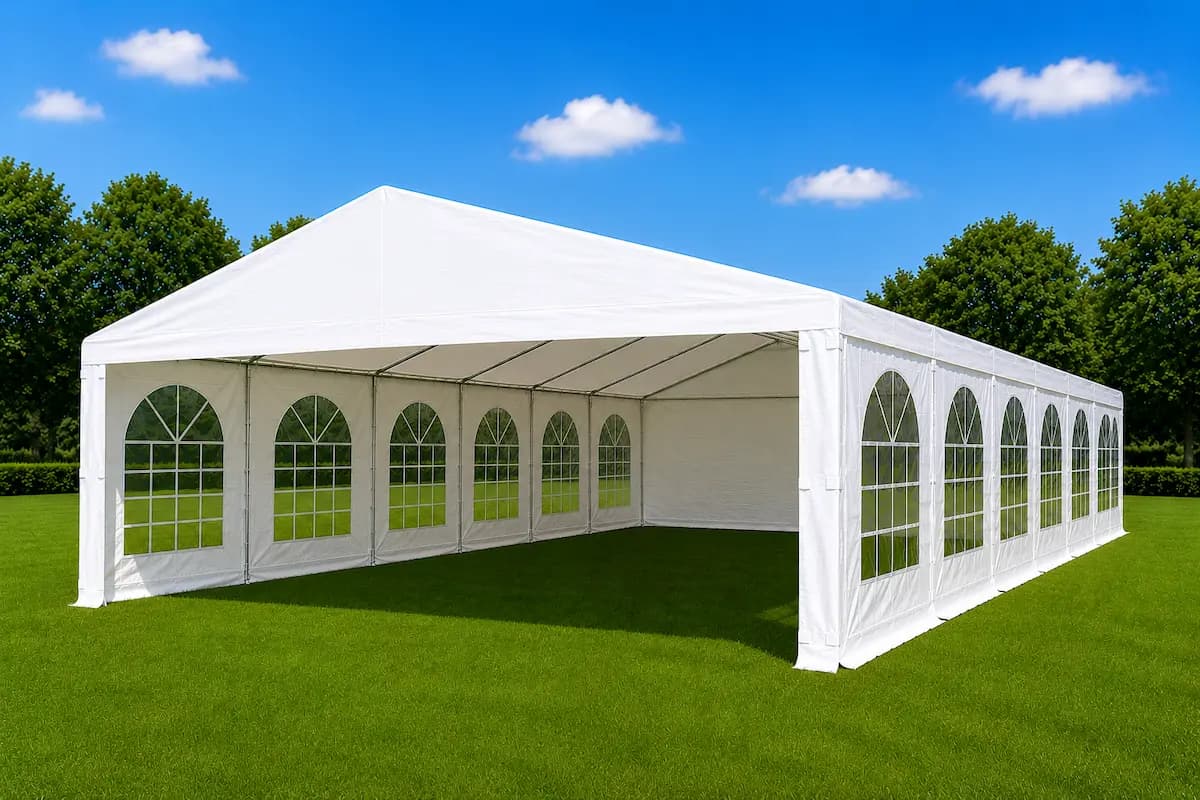 12 metre by 3 metre white event marquee for hire in Melbourne