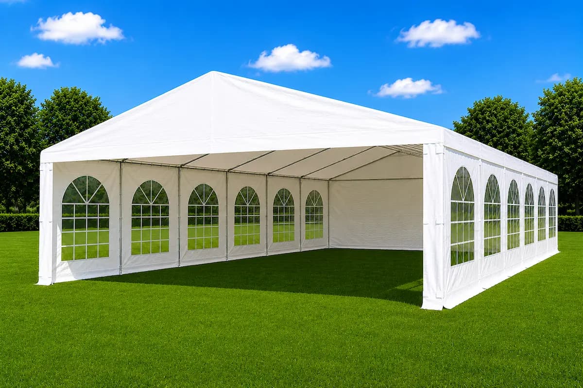 12 metre by 4 metre white event marquee for hire in Melbourne