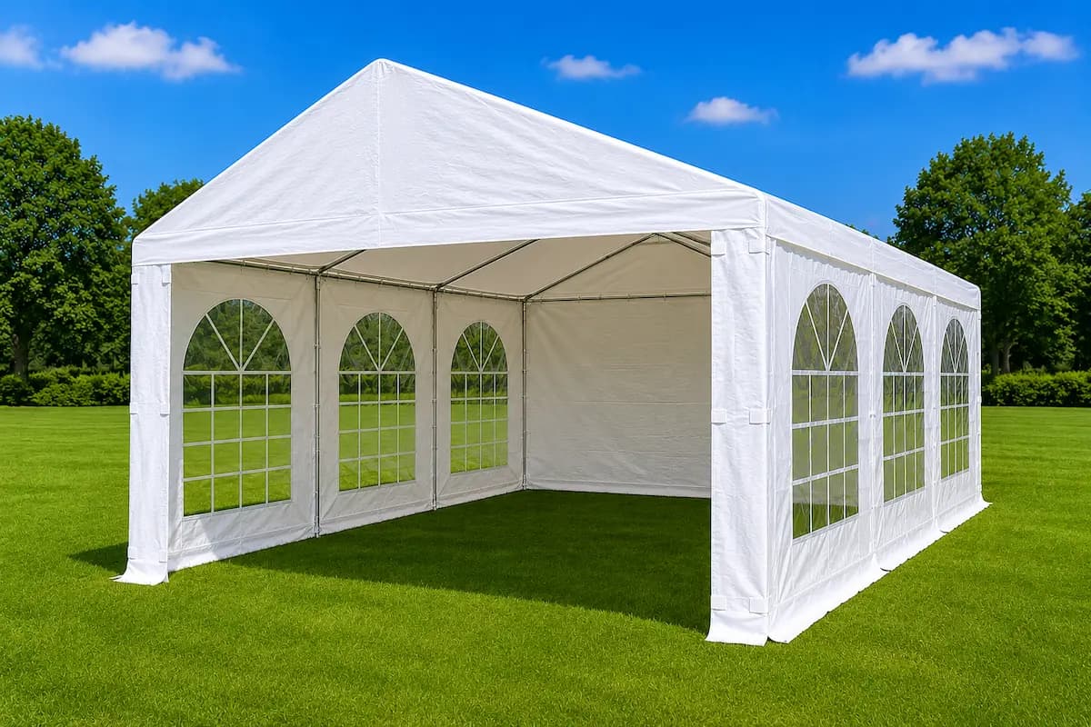 6 metre by 3 metre white event marquee for hire in Melbourne