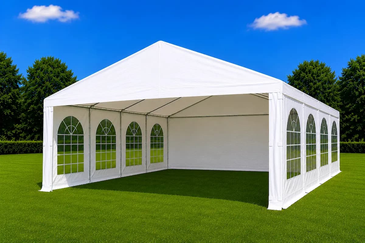 8 metre by 3 metre white event marquee for hire in Melbourne