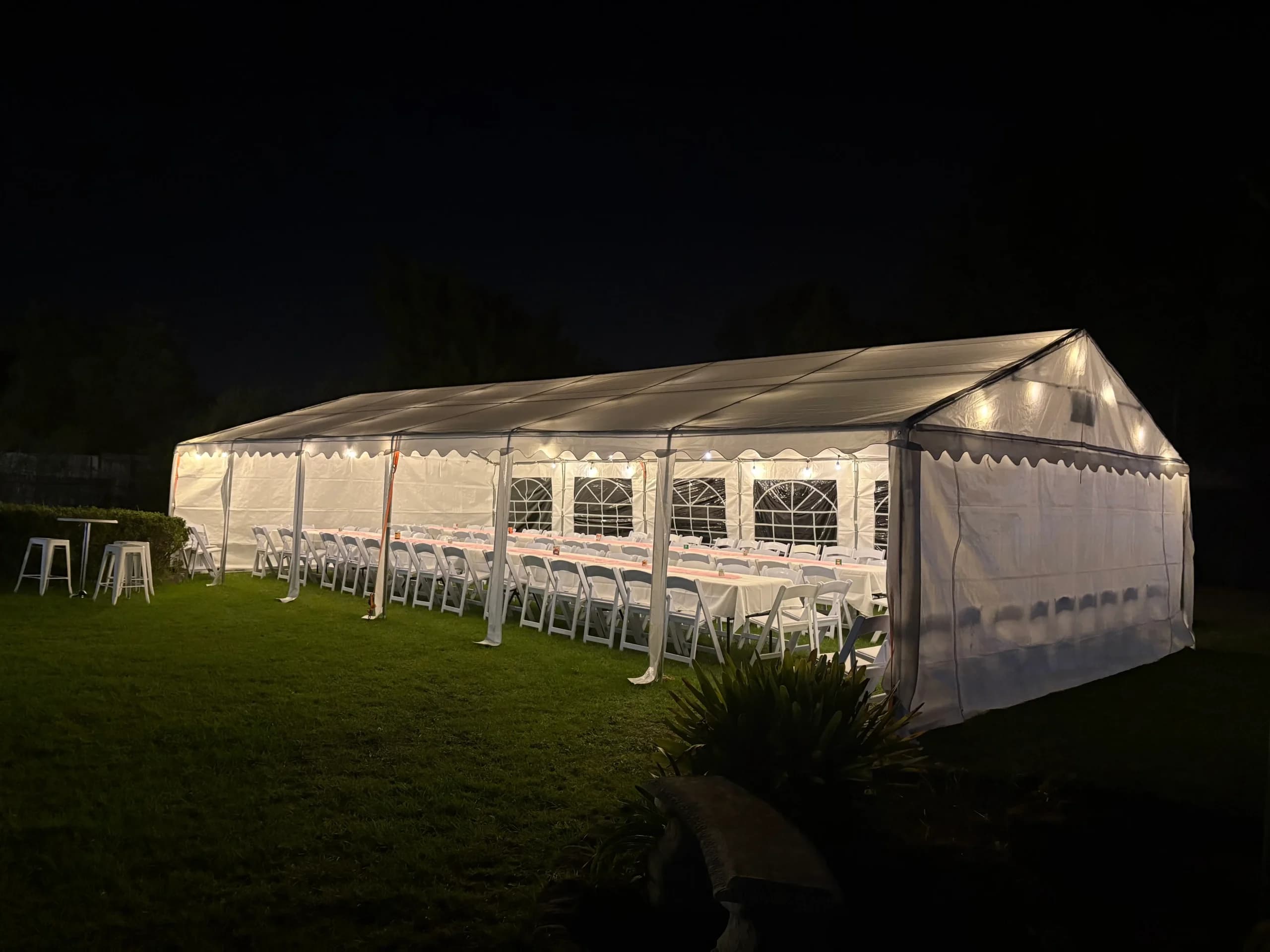Large event marquee installed for an evening celebration in Melbourne