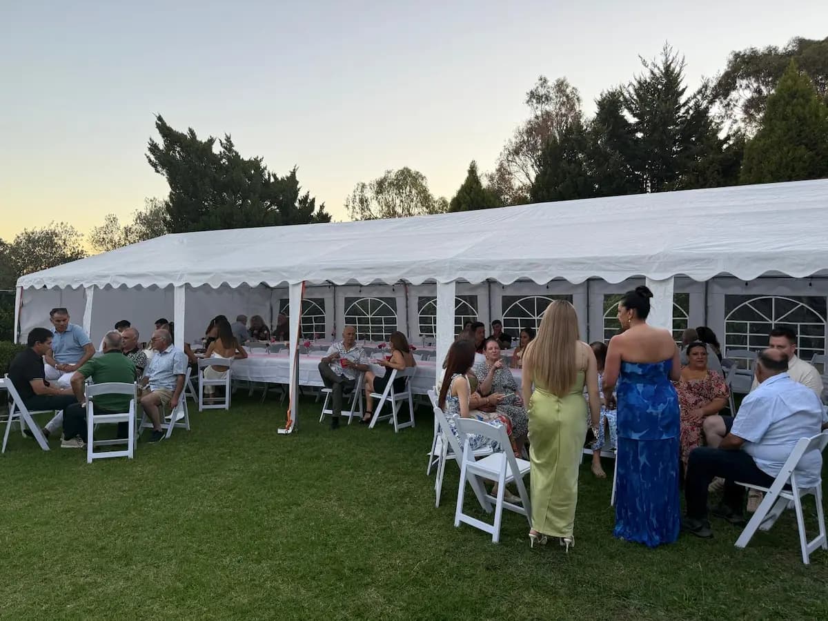 White wedding marquee set up for an outdoor Melbourne reception